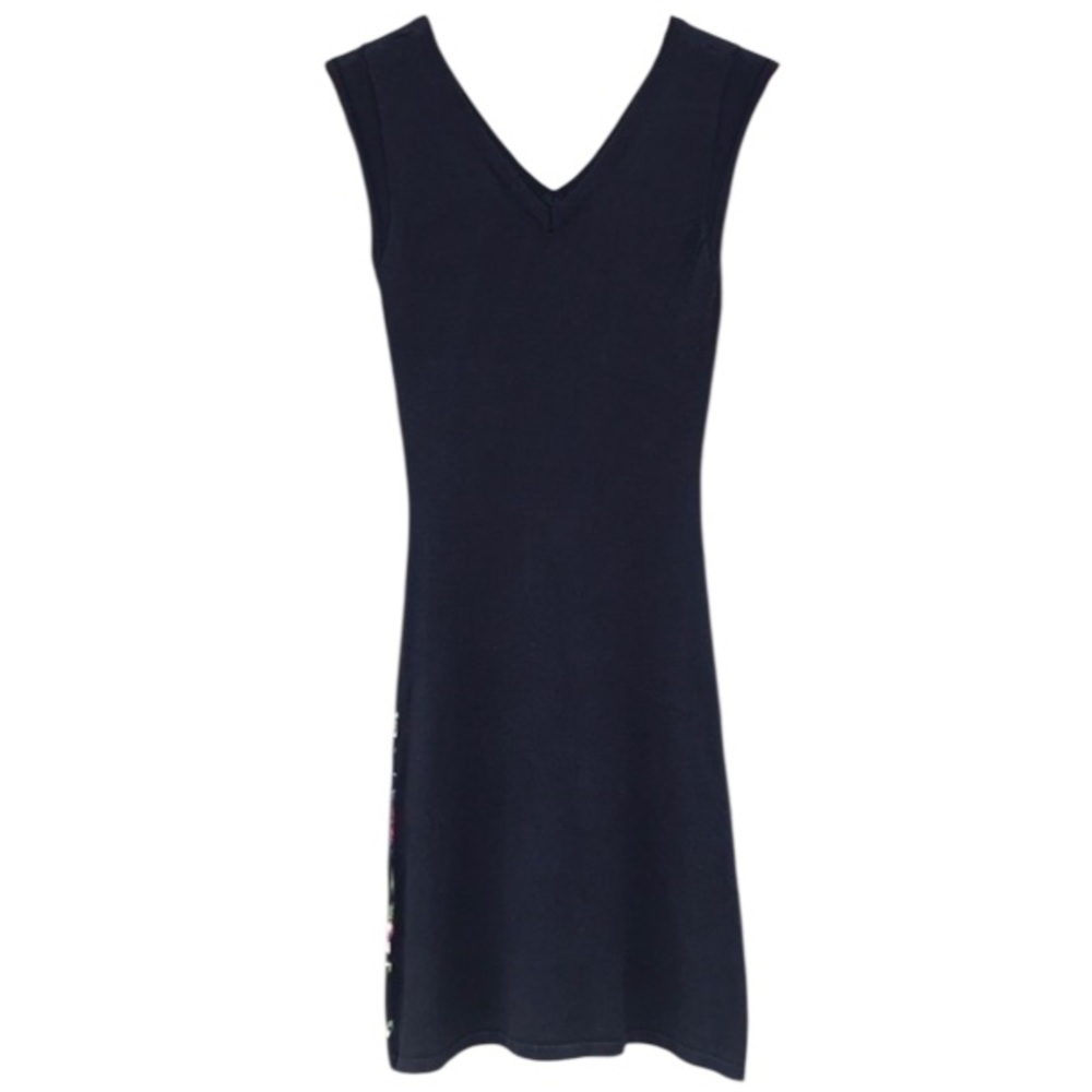 Desigual Mari Knit A-Line Dress Floral Sequin Detail V-Neck XS - Picture 3 of 7